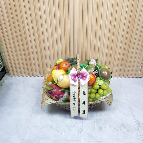 실제 배송된 과일바구니와 과일선물 사진
