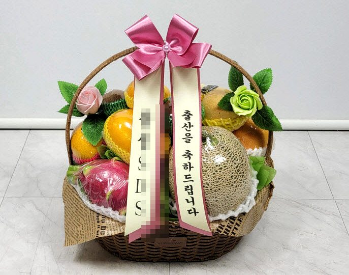 실제 배송된 과일바구니와 과일선물 사진